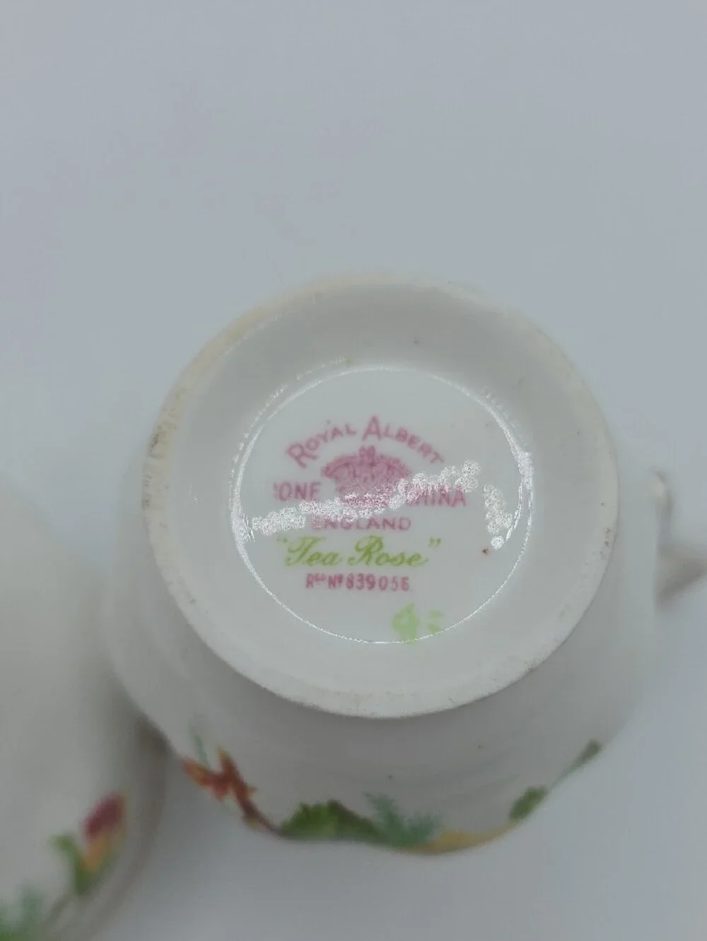 Royal Albert Tea Rose Yelloe and Green Floral Porcelain Cream And Sugar Dishes